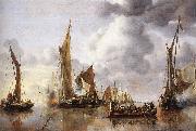 Jan van de Capelle The State Barge Saluted by the Home Fleet oil painting artist